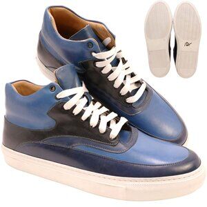 Ace Marks Italy High-Top Sneakers Navy and Blue Leather Mens size 7 Casual Shoes